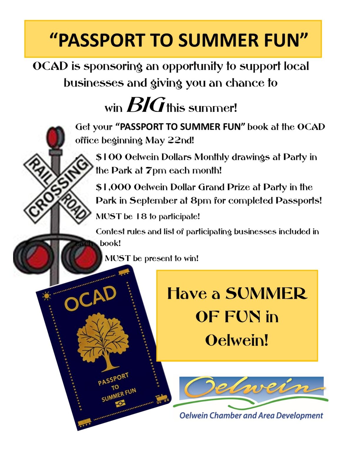Summer Passport Program Oelwein Chamber and Area Development